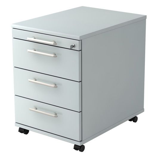 Hammerbacher Rollcontainer Highline mit 4 Schüben, 42,8 x 58 x 59 cm, grau