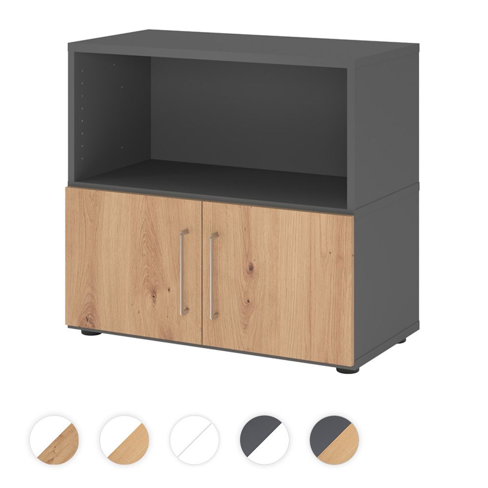Hammerbacher Kombischrank Easyline, Stellfüße, Türen, 2 OH, 80x41,7x74,6cm