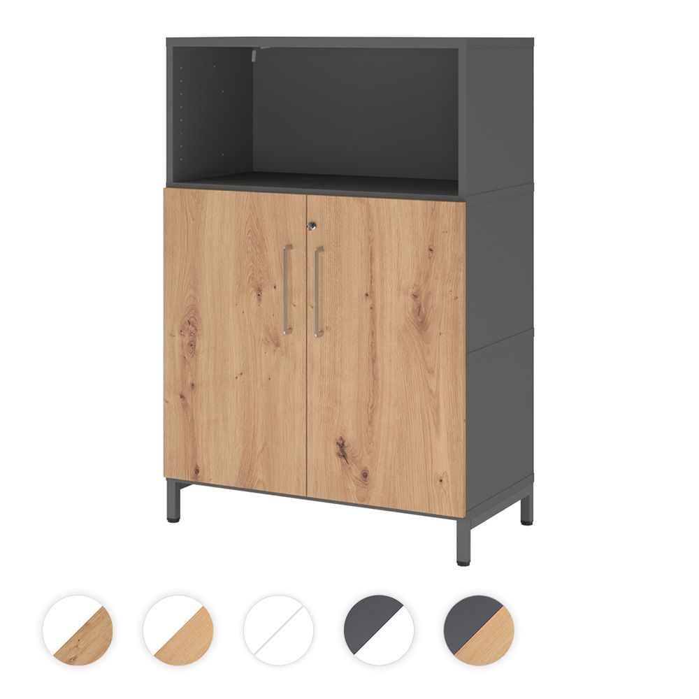 Hammerbacher Kombischrank Easyline, Stahlsockel, Türen, 3 OH, 80x41,7x118cm