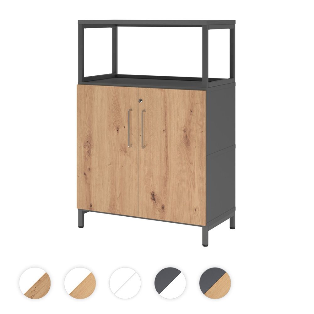 Hammerbacher Kombischrank Easyline, Stahlsockel, Türen, 3 OH, 80x41,7x118cm