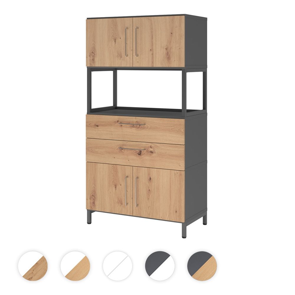Hammerbacher Kombischrank Easyline, Stahlsockel, Türen, 4 OH, 80x41,7x153,2cm