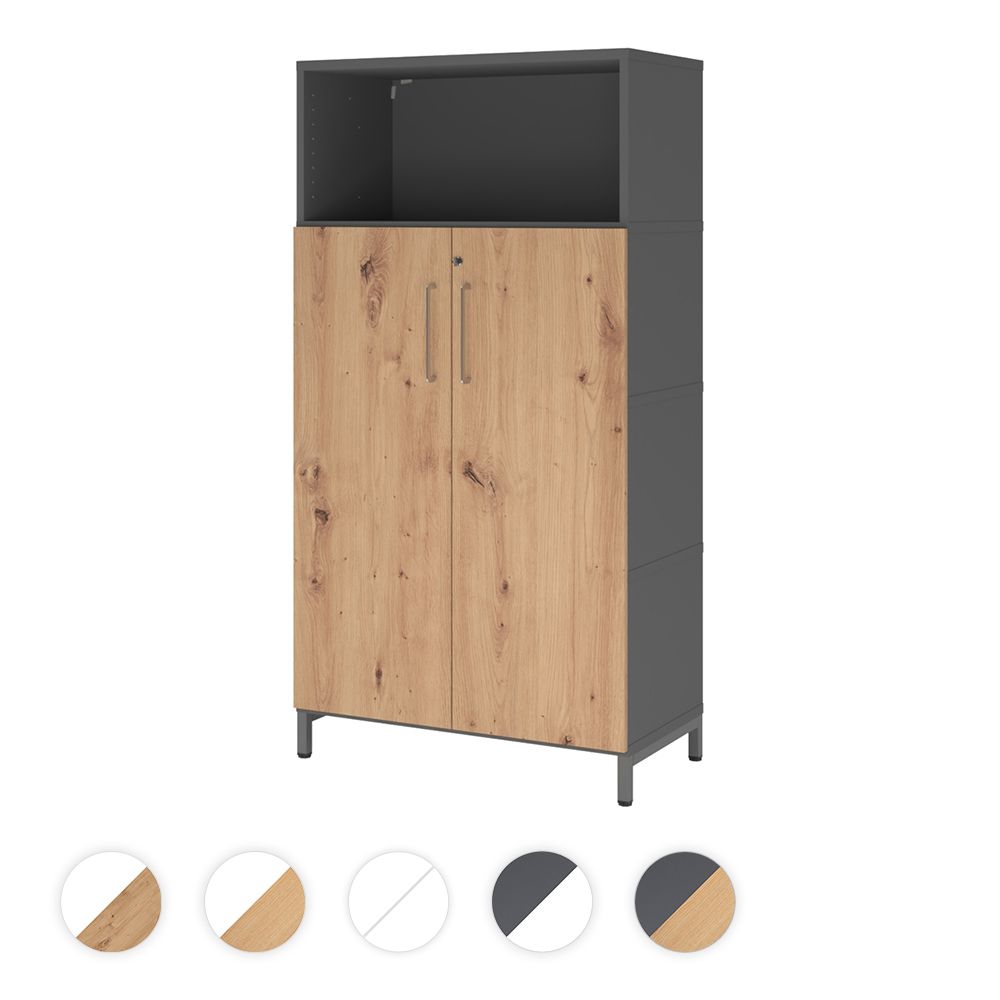 Hammerbacher Kombischrank Easyline, Stahlsockel, Türen, 4 OH, 80x41,7x153,2cm
