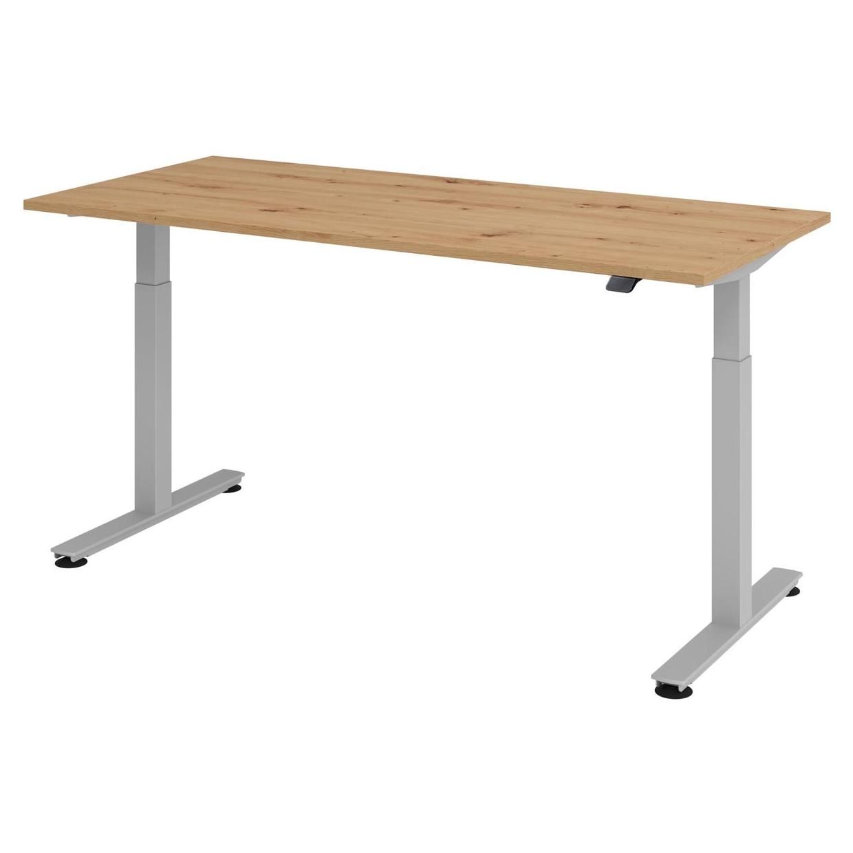 Hammerbacher Sitz-Steh-Tisch Katrin, 180 x 80 cm, Tast-Schalter, verstellbar bis 120 cm, asteiche