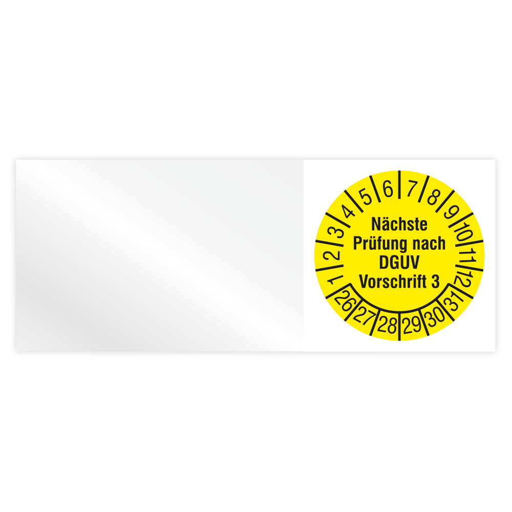 Kabelprüfplakette, Nächste Prüfung nach DGUV Vorschrift 3, 2026, Vinylfolie, 50 x 20 mm, Heft