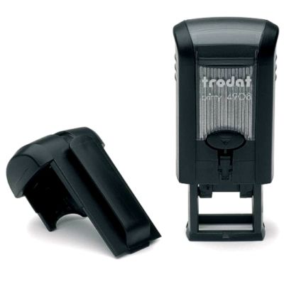 Stempel Trodat Printy 4908, Abdruckfläche 15 x 7 mm, 2 Zeilen, Gehäuse schwarz, Stempel grün