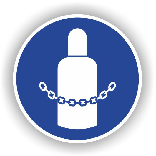 Gebotsschild, Gasflasche sichern, ISO 7010, Aufkleber, Folie, d = 100 mm