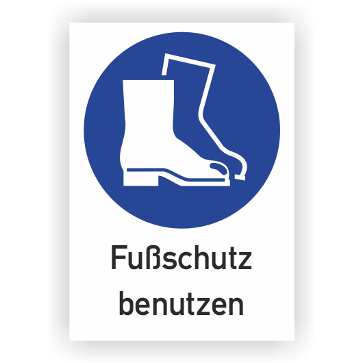 Gebotsschild, Fußschutz benutzen, ISO 7010