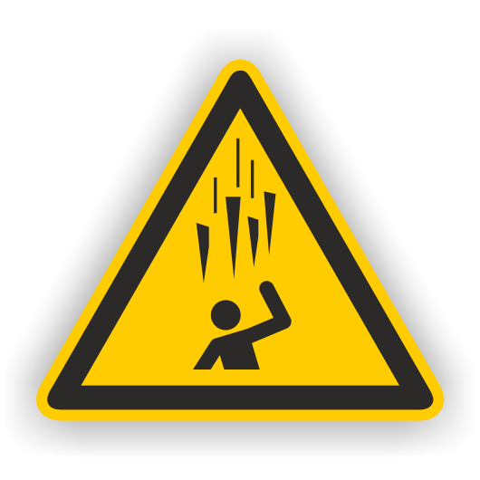 Warnschild, Warnung vor Eisschlag, ISO 7010, Aufkleber, Folie, SL = 200 mm