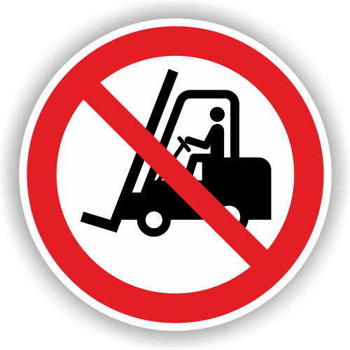 Verbotsschild, Für Flurförderzeuge verboten, ISO 7010