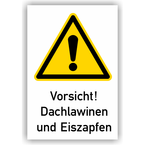 Warnschild, Vorsicht! Dachlawinen und Eiszapfen, ISO 7010, Aluminium, 300 x 450 mm