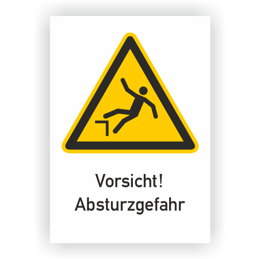 Warnschild, Vorsicht! Absturzgefahr,  ISO 7010