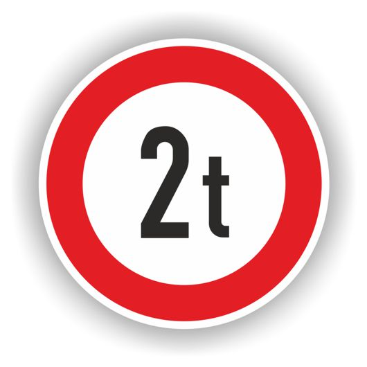 Verkehrszeichen StVO, VZ 262-2, Verbot für Fahrzeuge über 2 t, Alu 2 mm Flachform