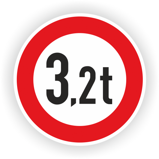 Verkehrszeichen StVO, VZ 262-3,2, Verbot für Fahrzeuge über 3,2 t, Alu 2 mm Flachform
