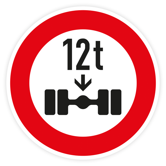 Verkehrszeichen StVO, VZ 263-12, Verbot für Fahrzeuge über 12 t, Alu 2 mm Flachform