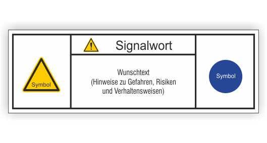 Warnzeichen mit Signalwörtern