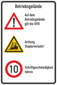 Verkehrszeichen - Kombischild für das Betriebsgelände