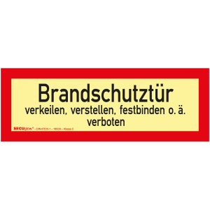 Brandschutzzeichen Brandschutztuer verkeilen, verstellen, festbinden o.ae. verboten