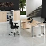 Schreibtisch mit Kufen-Gestell Schreibtisch Ramona, 160 x 80 cm höhenverstellbar, von 65 bis 85 cm, ahorn