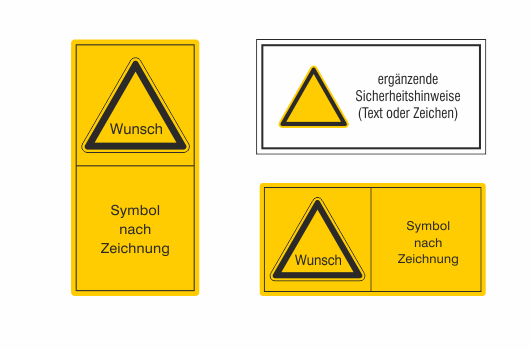 Drei Beispiele für Kombischilder ohne Gefährdungsgrad