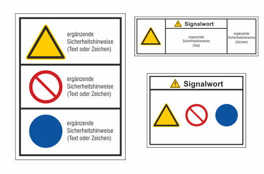 Beispiele für Mehrfachschilder mit und ohne Gefährdungsgrad