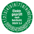 Prüfplakette, Elektr. geprüft nach BetrSichV, DGUV 3,4, 2022, Standardfolie