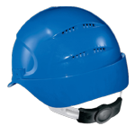 Schutzhelm Seitenprofil mit Lüftungsschlitzen hinten - blau