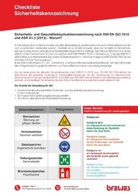 Auszug aus Checkliste Sicherheitskennzeichnung