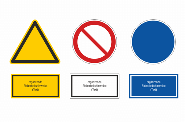 Beispiele für Sicherheitszeichen mit separatem Sicherheitsinformationstext