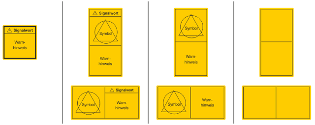 Sicherheitszeichen mit oder ohne separatem Sicherheitsinformationstext
