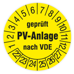 Pr&uuml;fplakette - Gepr&uuml;ft PV-Anlage nach VDE