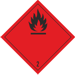 Symbol Gefahrstoffklasse 2.1 - Schwarze Flamme auf rotem Hintergrund